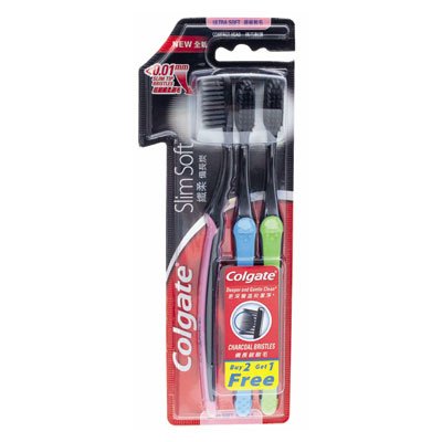 Ultra suave de Colgate Slim carbón cepillo de dientes suave (paquete de 3)