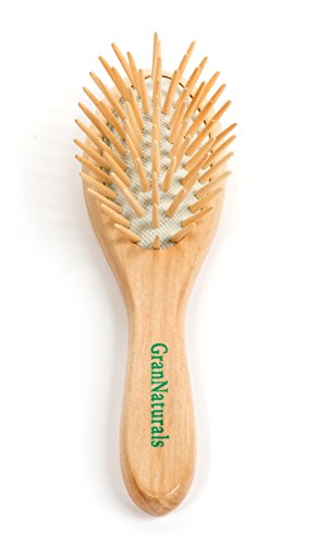 GranNaturals madera de desenredado cerda cepillo de pelo - pequeño, tamaño de viaje