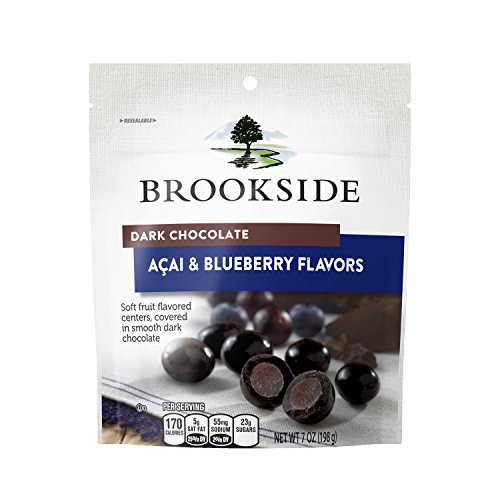 Caramelo de Chocolate oscuro de Brookside, Acai y sabores de arándanos, 7 onzas (paquete de 4)