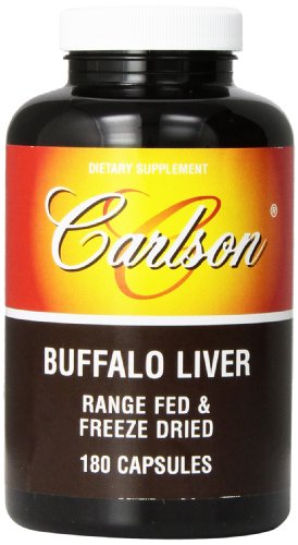 Carlson Labs Buffalo hígado, gama Fed y congelan seca 500mg, 180 cápsulas