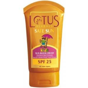 Lotus Herbals sol seguro niños el sol bloquean crema Spf 25 50g