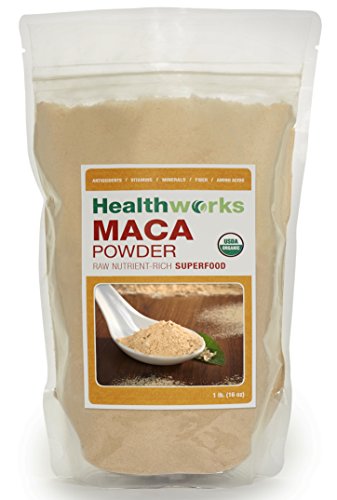 HealthWorks-Wild orgánica raíz de Maca peruana en polvo súper crudo Wildcrafted 1 Lb