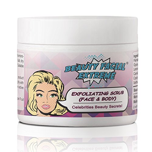 Exfoliante cara y cuerpo Scrub - exfoliante microdermabrasión potente que aclara la tez dramáticamente mejora el tono de la piel, textura, líneas finas, manchas de la edad, manchas solares y las arrugas disminuyen los años de la piel dañada.