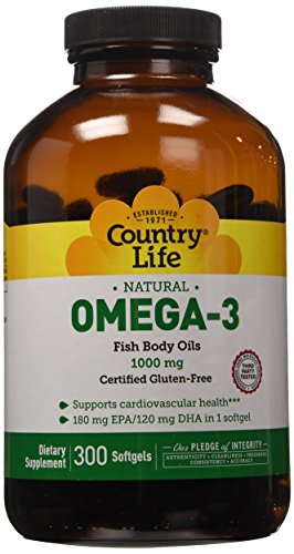 País la vida Omega 3 pescado cuerpo aceites 1000 mg, 300-Conde