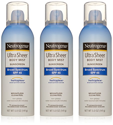 Neutrogena Ultra Sheer Sunblock Body Mist, SPF 45, 5 onzas (paquete de 3)