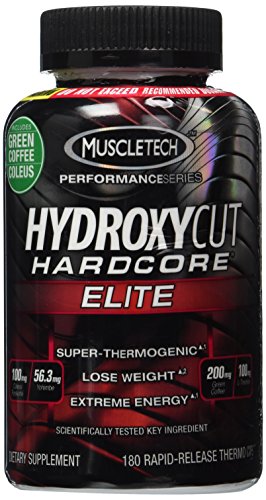 Hydroxycut Hardcore Elite - grano de café verde Svetol extracto fórmula, 180 Caps de liberación rápida termo