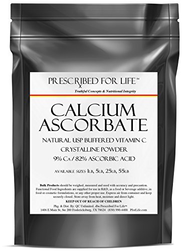 Ascorbato de calcio - USP Natural tamponada vitamina C polvo cristalino - Ca 9% / 82% ácido ascórbico, 1 lb