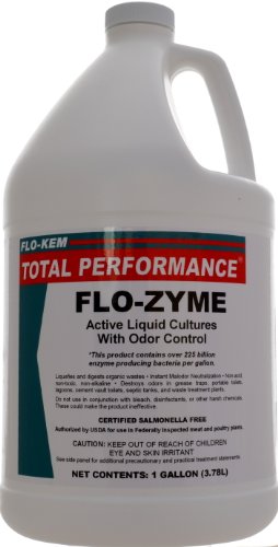 Flo-Kem 5195 Flo-Zyme Bio-enzima desagüe abridor/Deoderizer con agradable perfume, botella de 1 galón, color blanco lechoso
