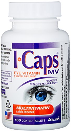 Alcon ICaps multivitamínico ojo vitaminas y minerales ayuda, comprimidos recubiertos, 100 comprimidos