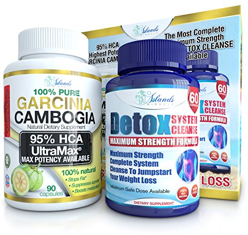 95% HCA Garcinia y Colon Detox limpieza Combo Pack - 2 más potente peso pérdida suplementos - extracto puro de Cambogia delgado y Max fuerza limpiador pastillas para reducir el apetito y bloquear grasa!