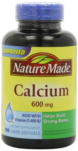 Naturaleza calcio 600mg con vitamina D 100 Softgels (paquete de 3)