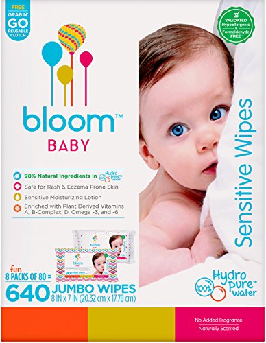 floración + tipo Jumbo sensibles bebé toallitas sin perfume 8 x caja, cuenta de 640