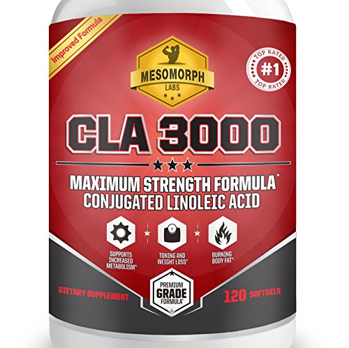 Mesomorfo CLA 3000: Top suplemento de pérdida de peso y quemador de grasa CLA | Fuerza máxima de naturales de origen vegetal conjugado aceite de alazor CLA ácido linoleico para mujeres y hombres | 120 cápsulas
