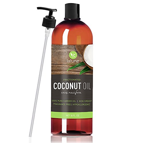 Fraccionado aceite de coco - 16 Oz - La Lune naturales 100% líquido fraccionado aceite de coco puro - eBook gratuito y bomba - mejor aromaterapia aceite del portador o aceite Base para aceites esenciales, pelo y piel crema hidratante, aceite para masajes,