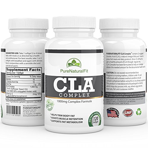 Mejor CLA suplemento 120 liberación rápida 1000mg conjugado linoleico ácido cápsulas para bajar de peso - quemador de grasa para hombres y mujeres - vitamina E y sin aditivos