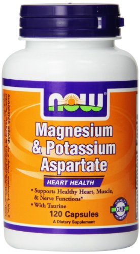 AHORA alimentos magnesio y aspartato de potasio con taurina, 120 cápsulas