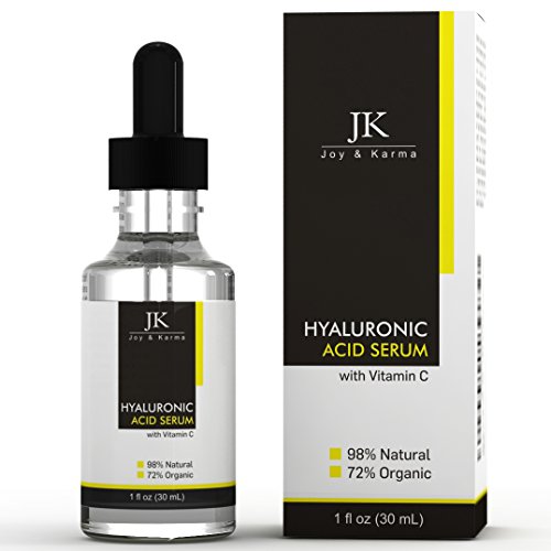 J y K el mejor suero de ácido hialurónico para el rostro con vitamina C, E y MSM ~ profesional hidratante crema hidratante para la piel ~ no graso y libre de parabenos ~ 1 fl oz