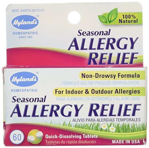 Alergia estacional Natural alivio tabletas de Hyland's, alivio sin somnolencia alergia interior y al aire libre, cuenta 60