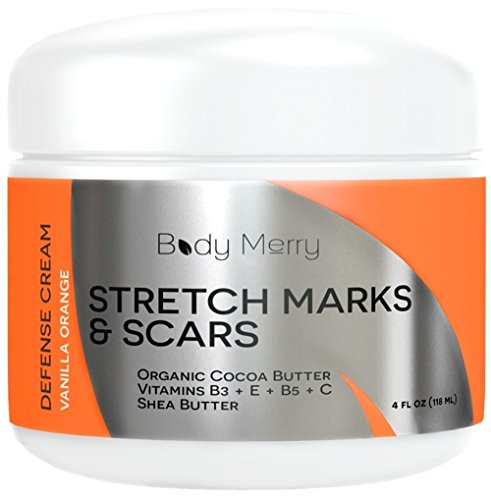 Estrías y cicatriz crema - vainilla naranja - mejor crema hidratante del cuerpo para prevenir y reducir la edad y las cicatrices y marcas - Natural y orgánico para el embarazo-también para los hombres-4 oz - cuerpo feliz