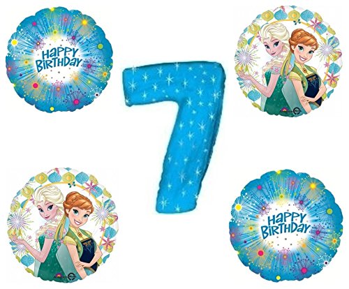 Fiebre helada azul brillo 7 feliz cumpleaños decoración con globos
