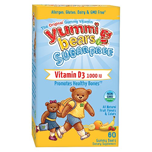Yummi osos azúcar libre vitamina D3 suplemento para niños, 60 osos Gummy