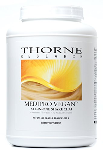 Thorne Research - Vegan pueden sacudida de todo-en-uno - vegetal-múltiples nutrientes proteína en polvo - sabor Chai - 30 porciones - 44,6 oz.