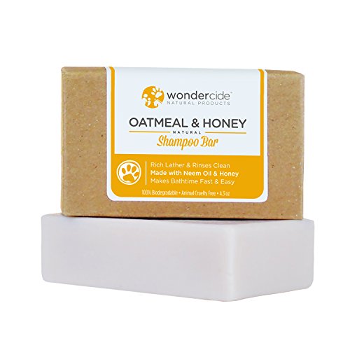 Avena natural y miel champú para perros y gatos con espuma de ricos | Limpiador calmante para seco, sensible de la piel | Parabeno, sulfato y ftalato-libre | 4,3 oz Eco-Friendly Bar No plástico basura