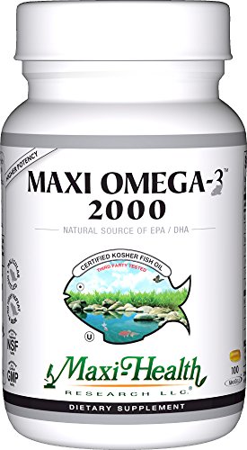 Ácidos grasos de Omega-3 Maxi salud "2000" - aceite de pescado, cápsulas de 100 gel, Kosher