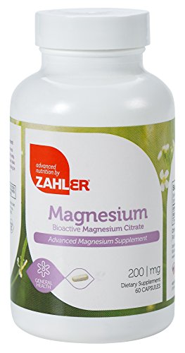 Citrato de magnesio de Zahler, todo suplemento Natural con la máxima absorción, ayuda a mantener Normal muscular y función nerviosa, certificado Kosher, 200mg, 60 cápsulas