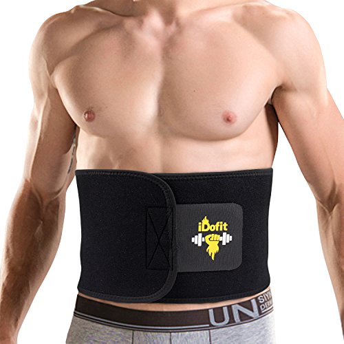 iDofit neopreno ajustable Trimmer Ab cinturón - Sauna cinturón peso pérdida banda adelgazar estómago envolver vientre grasa quemador sudor barriga envuelve Abdominal más delgada Lumbar bajo nuevo apoyo para hombres y mujeres