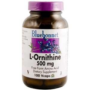 Bluebonnet L-ornitina 500 mg cápsulas de vitamina, cuenta 100