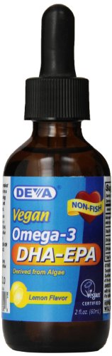 Deva suplemento de la nutrición vegana líquido DHA EPA a base de hierbas, sabor a limón, 2 onzas