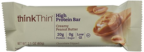 thinkThin cremoso barras de proteína de mantequilla de maní 60g, 10 de la cuenta de caja, paquete de 2