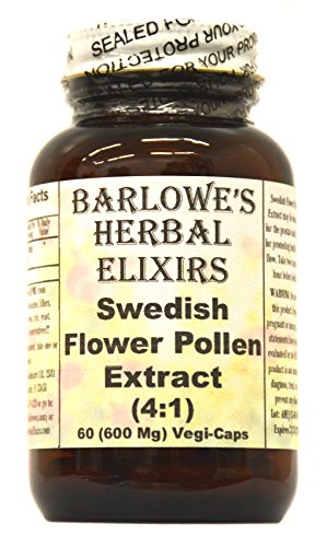 Sueco flor polen extracto 4:1 - 60 VegiCaps de 600 mg - estearato gratis, embotellado en vidrio