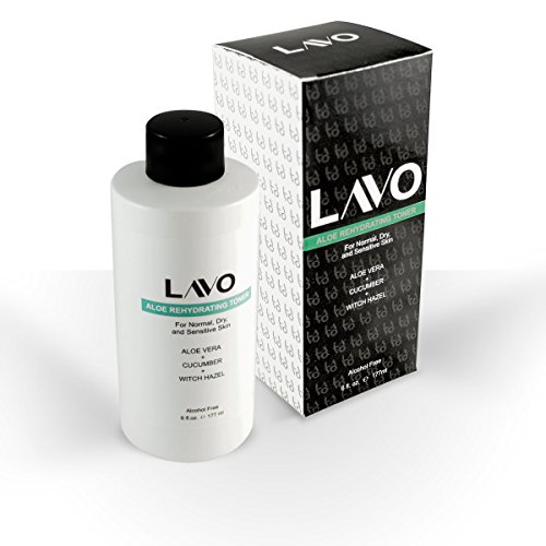 LAVO Aloe Toner rehidratante - calmante astringente para la cara - cierra los poros - uso después de la mascarilla o limpieza como Spray Facial - suave fórmula Natural con Hamamelis, Ginseng y aminoácidos - para hombres y mujeres con piel seca - Normal a 