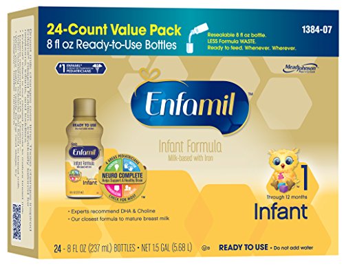 Fórmula para bebés Enfamil Infant - botellas de plástico listo para usar 8 fl oz, cuenta 6 (paquete de 4)