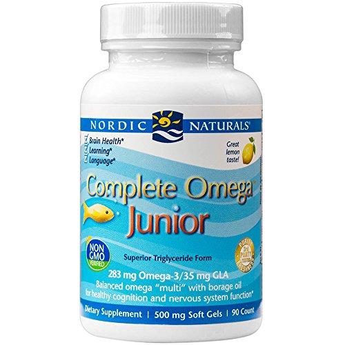 Nordic Naturals - Omega completo Junior, promueve cerebro, hueso y salud del sistema nervioso e inmunológico, cuenta 90