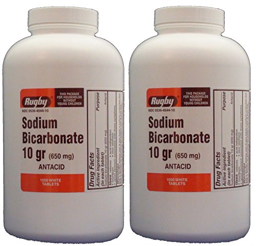 Rugby bicarbonato de sodio 650 Mg tabletas (10 granos) 1000 tabletas/botella 2 PACK Total 2000 comprimidos (2)
