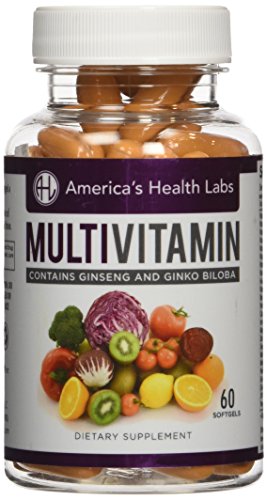 Salud laboratorios multivitaminas de los Estados Unidos con vitamina C, Ginseng y Ginkgo Biloba. Una potente fórmula de una-al-día, proporcionando vitaminas esenciales. Geles suaves de 60 ct.