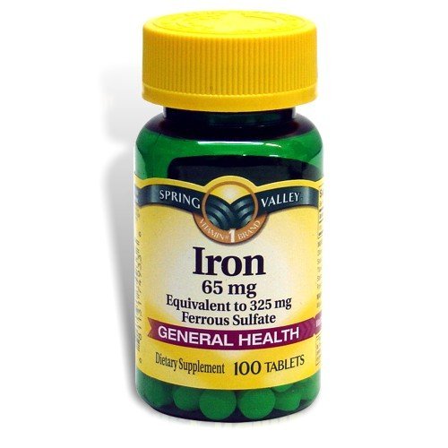 Spring Valley - hierro 65 mg, 100 tabletas