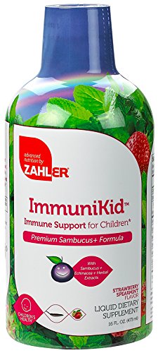 Zahler ImmuniKid, apoyo inmunológico líquido suplemento para niños, refuerzo inmunitario para niños en un gran sabor menta fresa sabor, certificado Kosher, 16oz