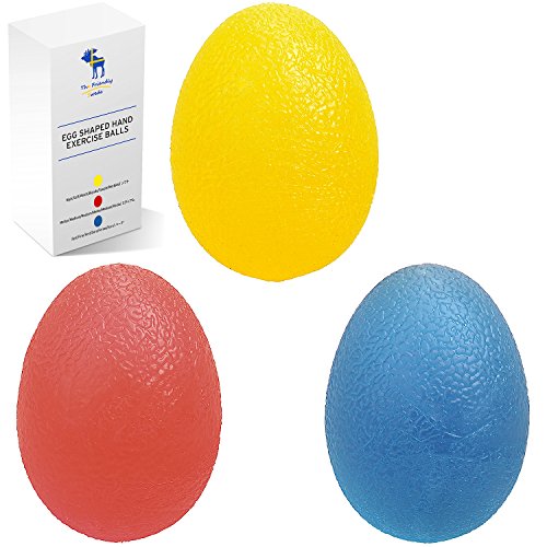 El sueco amigable mano Squeeze ejercicio bolas Combo Kit, conjunto de 3, huevo formado, para el alivio del estrés y un agarre más fuerte