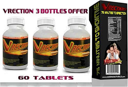 Suplemento de mejora masculina Natural de VRECTION, 20 Tablets(3 BOTTLES) por MARINANATURALS
