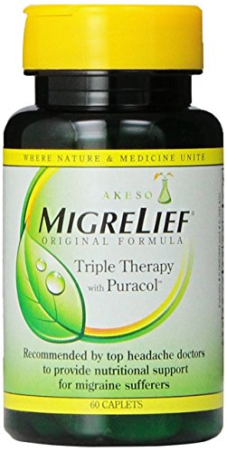 Migrelief Original fórmula, Triple terapia con Puracol, 60-cápsulas (paquete de 2)