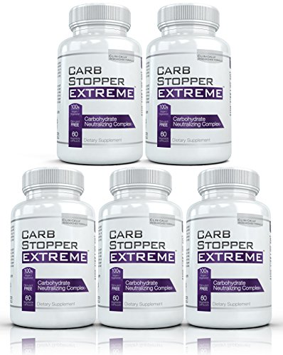 CARB tapón extremo (5 botellas) - alto rendimiento carbohidratos y almidón bloqueador fórmula dieta, pérdida de grasa, adelgazar suplemento con extracto de frijol blanco. Bajar de peso sin hacer dieta