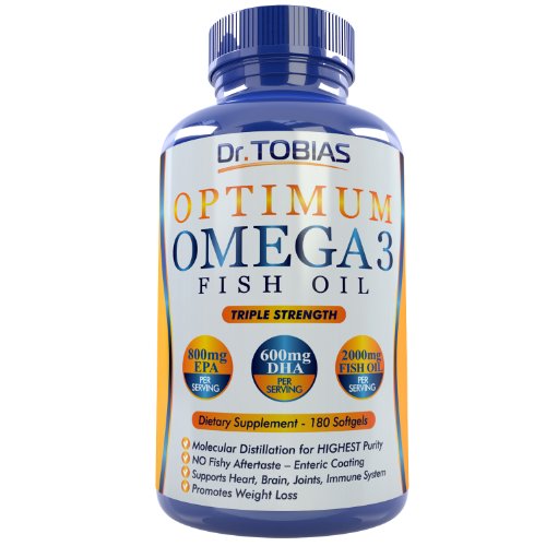 (180 cuentas) de las píldoras de aceite de pescado omega 3 - aceite de pescado Triple fuerza suplemento (1, 400mg Omega 3 ácidos grasos: 600mg DHA + EPA de 800 mg por porción) - eructos cápsulas con capa entérica y grado farmacéutico ácidos grasos - molec