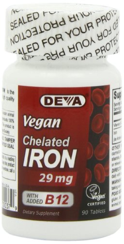 Nutrición de Deva Deva vegano quelatados hierro Mg 29, cuenta 90