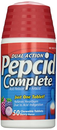 Pepcid completo reductor ácido + antiácido con acción Dual, Berry, 50 comprimidos masticables