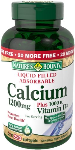 Recompensa calcio 1200 Mg. más vitamina D3 de la naturaleza, 220-Conde