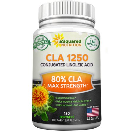 aSquared Nutrition suplemento CLA aceite de cártamo (180 Softgel Cápsulas) - Pastillas para adelgazar pura pérdida de peso de ácido linoleico conjugado, CLA natural derivado de plantas 1250mg Complejo de semillas para hombres y mujeres